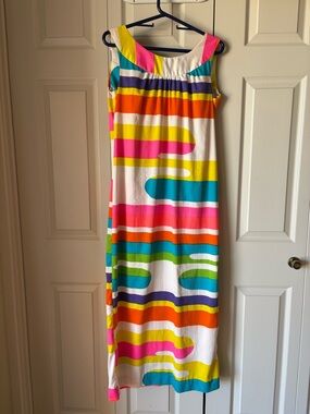 Malia Honolulu | Vintage Mod Maxi Dress. Colorful. Neon Abstract. Groovy